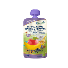 Fleur Alpine органічне фруктове пюре яблуко, банан, чорниця з йогуртом 120г