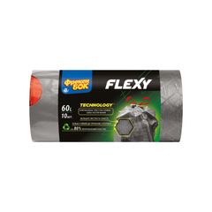 Пакет для смiття п/е з затяжкою LD Flexy 60х64см, графіт 60л/10шт